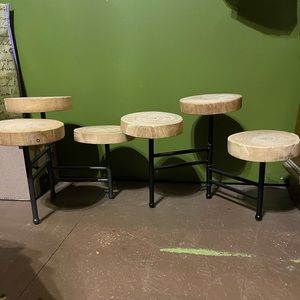 3-Tier wood & metal riser, set of 2